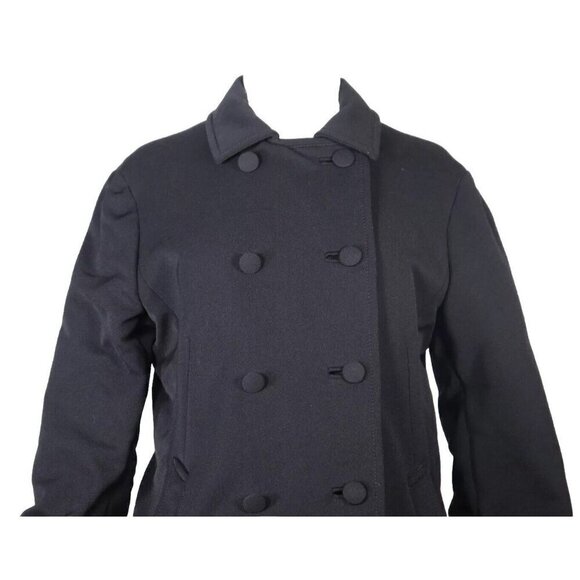 Prada Milano Women's 44 Black Double-Breasted Polyester Trench Coat Mid Length - Picture 2 of 13